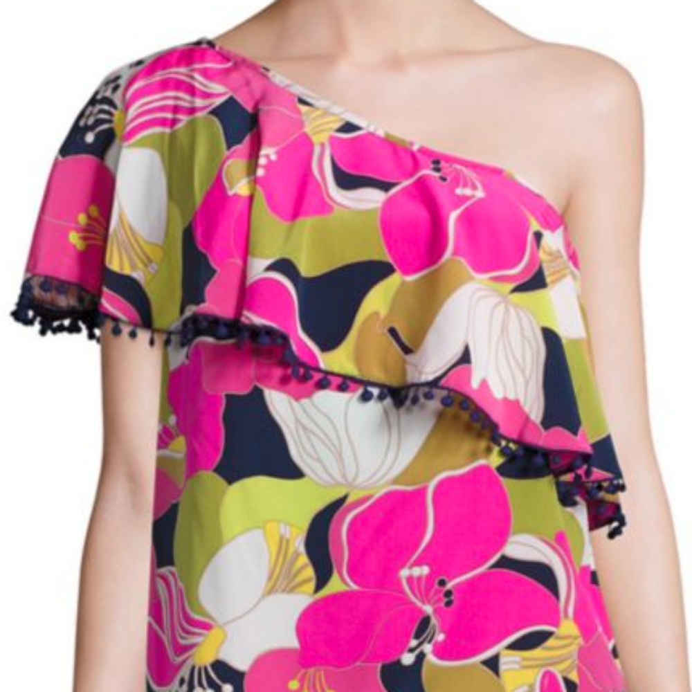 Trina Turk Kahe One-Shoulder Floral Print Top